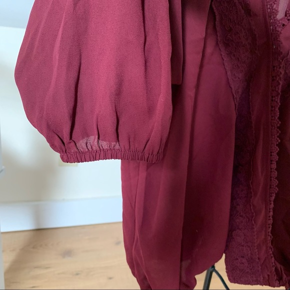 Burgundy Wrap Style Blouse - Picture 5 of 6